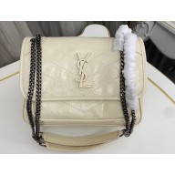 Saint Laurent Niki Baby Bag in Crinkled Vintage Leather 633160 Creamy