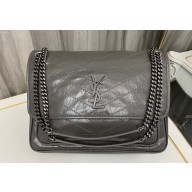 Saint Laurent Niki Large Bag in Crinkled Vintage Leather 498883 Gray