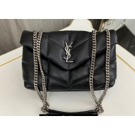 Saint Laurent toy puffer Bag in lambskin 759337 Black/Silver