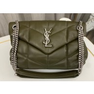 Saint Laurent puffer small Bag in nappa leather 577476 Olive Green/Silver