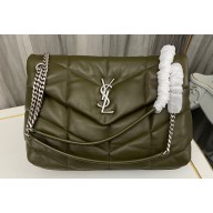 Saint Laurent puffer medium Bag in nappa leather 577475 Olive Green/Silver