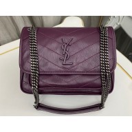 Saint Laurent Niki Baby Bag in Crinkled Vintage Leather 633160 Purple