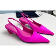 Prada Heel 4cm Satin Pointed Toe Slingbacks Fuchsia Spring 2024