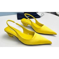 Prada Heel 4cm Satin Pointed Toe Slingbacks Yellow Spring 2024