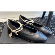 Chanel Lambskin, Metal & Imitation Pearls Ballet flats G38986 Black 2024