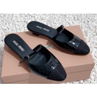 Miu Miu Patent Calfskin Mules with Strap Black 2024