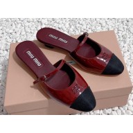 Miu Miu Patent Calfskin Mules with Strap Burgundy 2024