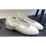 Chanel Lambskin, Metal & Imitation Pearls Ballet flats G38986 White 2024