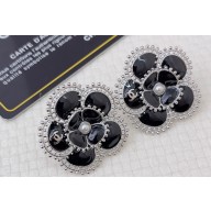 Chanel Metal & Glass Pearls Clip-on Stud Earrings ABC210 Silver, Black & Pearly White 2024