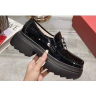 Roger Vivier Wallaviv Strass Buckle Loafers in Patent Leather Black 2024