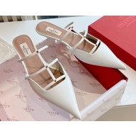 Valentino Rockstud leather Mules White Spring 2024