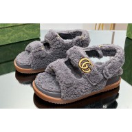 Gucci merino wool Double G sandals 771060 Gray 2024