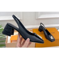 Louis Vuitton quilted Malletage pattern Heel 5.5cm Shake Slingback Pumps in Calfskin Black 2024