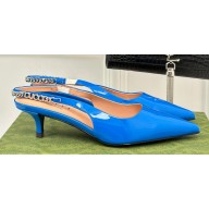 Gucci Heel 4.5cm patent leather Signoria slingback pumps 782832 Blue 2024