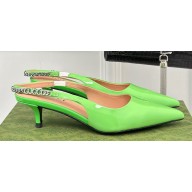 Gucci Heel 4.5cm patent leather Signoria slingback pumps 782832 Green 2024