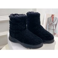 Dior Frost Ankle Boots in Black Shearling Embroidered with Cannage Motif 2024