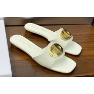 Dior Heel 1.5cm Forever Slides in White Calfskin 2024