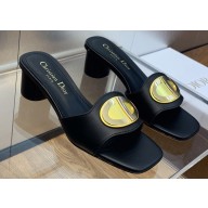 Dior Heel 4.5cm Forever Heeled Slides in Black Calfskin 2024