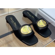 Dior Heel 1.5cm Forever Slides in Black Calfskin 2024