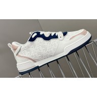 Dior Women/Men One Sneakers in White and Nude Blue Dior Oblique Perforated Calfskin 2024