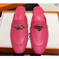Hermes Oz mule in calfskin Fuchsia with iconic Kelly buckle