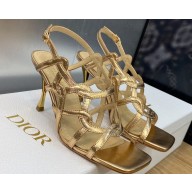 Dior Heel 7cm D-Fame Heeled Sandals in Lambskin Bronze 2024