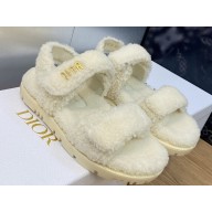 Dior Dioract Sandals in White Shearling 2024