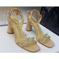 Dior Heel 8.5cm Sunset Heeled Sandals in Lambskin Beige and Silver-Tone Strass 2024