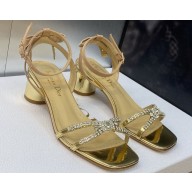 Dior Heel 3.5cm Sunset Heeled Sandals in Lambskin Gold and Silver-Tone Strass 2024
