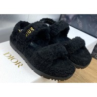 Dior Dioract Sandals in Black Shearling 2024