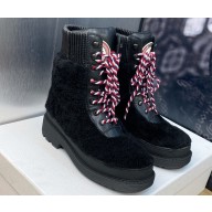 Dior D-Hike Ankle Boots in Black Shearling and Calfskin 2024