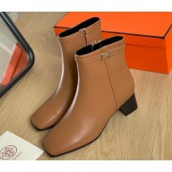 Hermes Hommage ankle boots in calfskin Brown