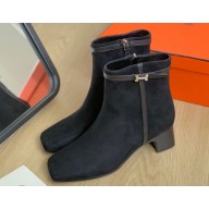 Hermes Hommage ankle boots in suede goatskin Black