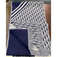 Dior Oblique Scarf in Blue Wool 33x200cm 2024