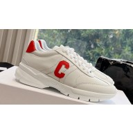 Celine Runner Cr-02 Low Lace-Up Sneaker In Calfskin White/Red 2024