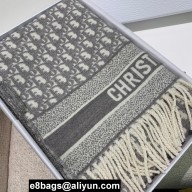 Dior Oblique Scarf in Gray Cashmere and Wool 45x200cm 2024