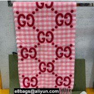 Gucci GG Check wool shawl 35x240cm Pink 2024