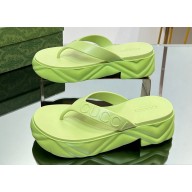 Gucci thong platform rubber sandals 746334 Green 2024