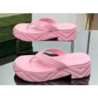 Gucci thong platform rubber sandals 746334 Pink 2024