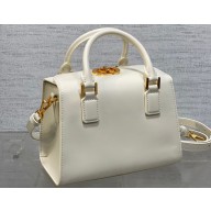 Dior Small Boston Bag in White Box Calfskin 2024