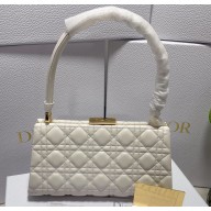 Dior Top Handle Bag in White Cannage Lambskin 2024
