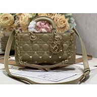 Dior Medium Lady D-Joy Bag in Apricot Cannage Lambskin with Gold-Finish Butterfly Studs 2024