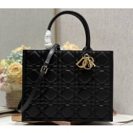 Dior Medium Book Tote Bag in Black Cannage Lambskin 2024