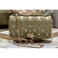 Miss Dior Mini Bag in Apricot Cannage Lambskin with Gold-Finish Butterfly Studs 2024