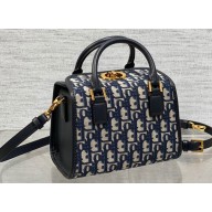 Dior Small Boston Bag in Blue Oblique Jacquard 2024