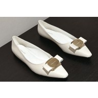 Ferragamo New Vara plate ballet flats in nappa White 2024
