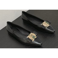 Ferragamo New Vara plate ballet flats in nappa Black 2024