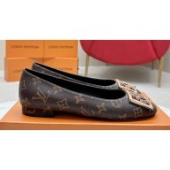 Louis Vuitton Monogram Canvas Madeleine Flat Ballerinas Coffee with Dauphine LV Initials