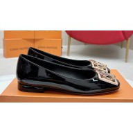 Louis Vuitton Patent Leather Madeleine Flat Ballerinas Black with Dauphine LV Initials