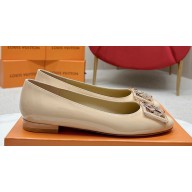 Louis Vuitton Patent Leather Madeleine Flat Ballerinas Nude with Dauphine LV Initials